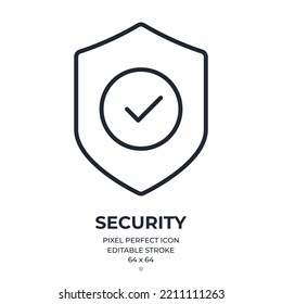Protection, safety and insurance concept editable stroke outline icon isolated on white background flat vector illustration. Pixel perfect. 64 x 64.