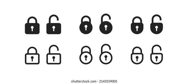 Protection, safety, password security vector icons. Lock icons set. EPS10