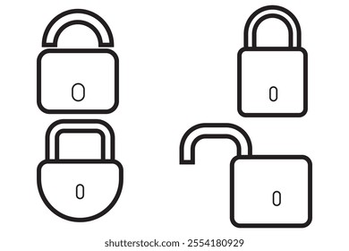 Protection, safety, password security vector icons. Lock icons set