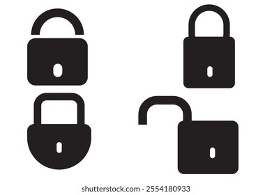 Protection, safety, password security vector icons. Lock icons set