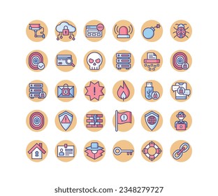 Conjunto de vectores de iconos de protección, seguridad y seguridad