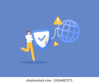 Schutz und Sicherheit von Nutzerdaten und -informationen. Schutz vor Phishing-Websites. Verhinderung von Datendiebstahl auf der Website. Sicherheitssystem. Illustrationskonzept Design. grafische Elemente. Vektor