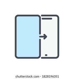 Protection screen on mobile phone color line icon. Smartphone display replacement vector outline colorful sign.