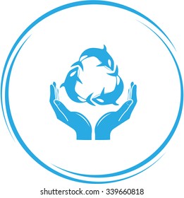 protección de la vida marina. botón Internet. Icono del vector.