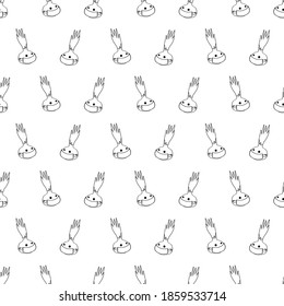 Protection seamless pattern. Vector background included line doodle icon onion in medicine mask.