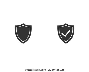 Protección, icono de seguridad. Símbolo de escudo de seguridad para la privacidad de datos informáticos y conceptos de ciberseguridad.icono de escudo.Plantilla de símbolo de seguridad para la colección de gráficos y diseños web ilustración vectorial