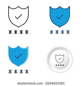 Protection Security Icon Set in Four Different Design Styles. flat, outline, glyph, and minimal button. for security, data protection, and surveillance systems, etc.