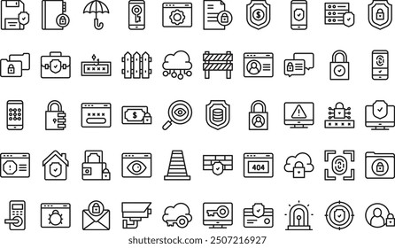 Protection and security icons collection is a vector illustration with editable stroke.