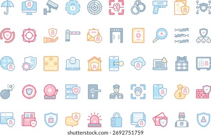 Iconos de protección y seguridad Colección de iconos vectoriales de alta calidad con trazo editable. Ideal para Profesional y proyectos creativos