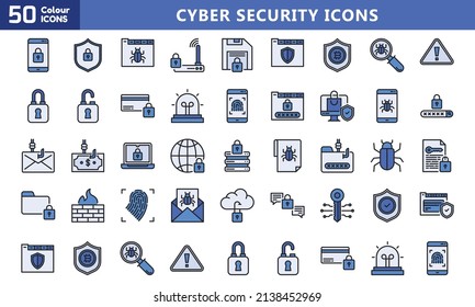 Protection and Security Icons Set. Cyber Security Icon Concept. Pixel perfect. vector eps 10