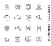 Protection and security line icons