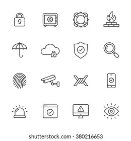 Protection and security line icons