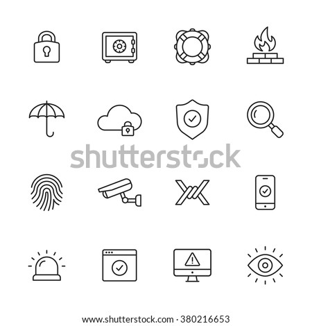 Protection and security line icons