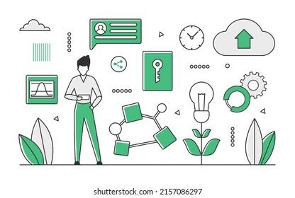 Protection security system. Limited access and personal privacy key vector monocolor illustration