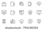 Protection and Security Vector Line Icons Set. Business Data Protection Technology, Cyber Security, Computer Network Protection. Editable Stroke. 48x48 Pixel Perfect.