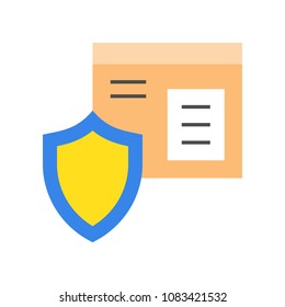 Protection shied and parcel box, Flat icon safe shipping delivery logistic concept