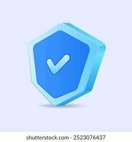 Diseño de icono de escudo de protección 3D. notificación de dispositivo de seguridad azul. Vector