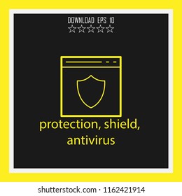 protection, shield, antivirus vector icon