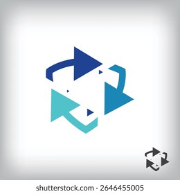 Protection shield arrows logo. Unique design identity. Geometric flat logo template.