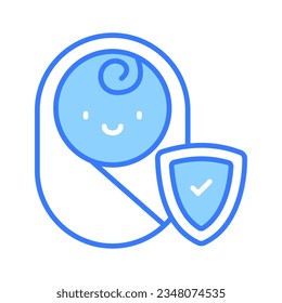 Protection shield with baby, baby insurance, child safety vector design