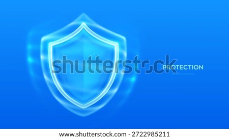 Protection shield. Blank transparent glass security shield. Healthcare, Cyber security, insurance, defense, guard, safety symbol. Internet privacy, firewall and antivirus system. Vector illustration.