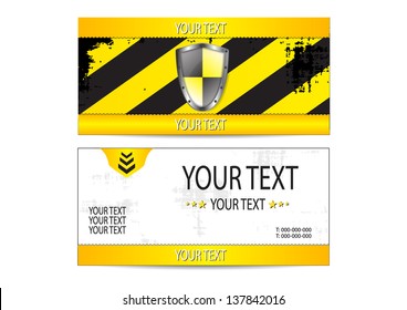 Protection shield business card - vector