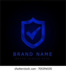 Protection shield with a check mark blue chromium metallic logo