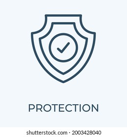 Protection shield with check mark editable stroke thin vector line icon.