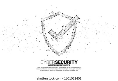 Protection shield with checked mark icon from dot connect line polygon network. concept of guard security and safety