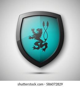 Protection shield concept Coat of arms sign. Safety badge icon. Privacy banner. Security label. Defense tag. Presentation sticker shape. Vector illustration