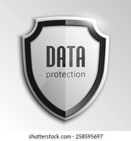 Protection Shield Concept. Safety Badge Icon. Privacy Banner. Security Label. Defense Tag. Presentation Sticker Shape. Vector Illustration