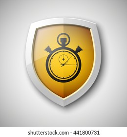 Protection shield concept with stopwatch silhouette