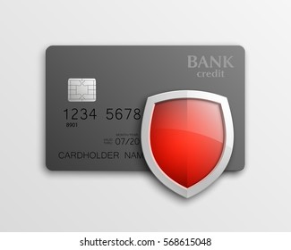 Protection Shield Credit Card. Safety Badge Banking Icon. Defense Safeguard Finans Icon. Security Plastic Card Software. Debit Card Guard Electromagnetic Chip. Privacy Electronic Money Funds Transfer.