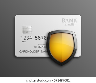 Protection Shield Credit Card. Safety Badge Banking Icon. Defense Safeguard Finans Icon. Security Plastic Card Software. Debit Card Guard Electromagnetic Chip. Privacy Electronic Money Funds Transfer.