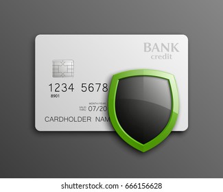 Protection shield credit card. Security shield Plastic card software. Debit card guard electromagnetic chip. Privacy Electronic money funds transfer.