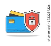 Protection Shield Credit Cards Vector Icon Illustration. Credit Card Security Flat Icon