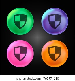Protection Shield crystal ball design icon in green - blue - pink and orange.