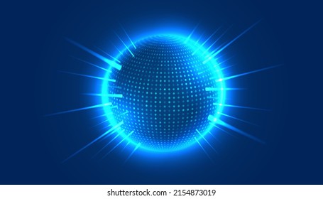 Protection shield effect in a futuristic light style. Bubble in the form of an energy shield in an abstract glowing style. Template concept in digital technological style