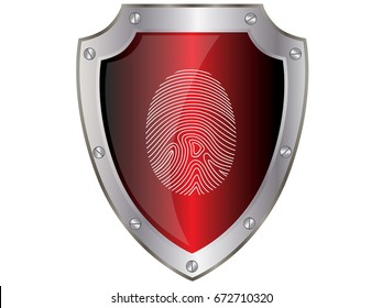 Protection shield fingerprint.Vector
