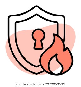 Protection shield with fire flame showing concept of fire protection vector