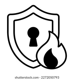 Protector de protección con llama de fuego que muestra el concepto de vector de protección contra incendios