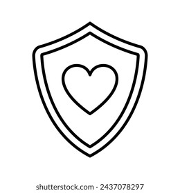 Protection shield with heart icon. Love protection concept. Health care and medicine, charity and social work. Vector Illustration.