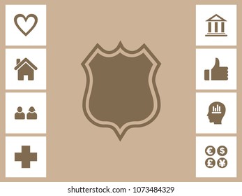 Protection Shield Icon With Bonus Icons. Eps-10.