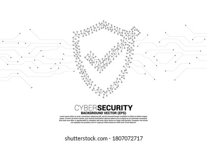 Protection shield  icon from circuit board style dot connect line. concept of guard security and safety