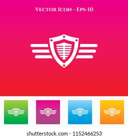 Protection Shield Icon in Colored Square box. eps-10