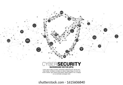 Protection shield icon from dot connect line polygon network. concept of guard security and safety
