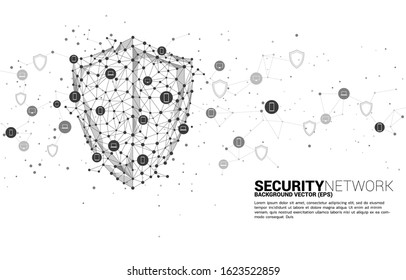 Protection shield icon from dot connect line polygon network and mobile phone and IT device. concept of guard security and safety