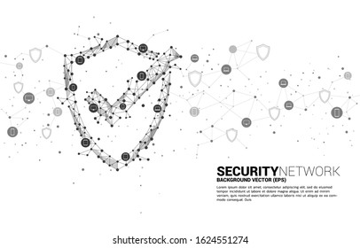 Protection shield icon from dot connect line polygon network and mobile phone and IT device. concept of guard security and safety