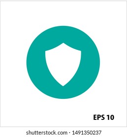 Protection shield icon with a green circle