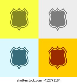 Protection Shield Icon on Four Different Backgrounds. Eps-10.